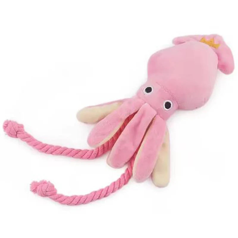 Cotton Rope Octopus Dog Toy Interactive Sound Chew Toy for Pets
