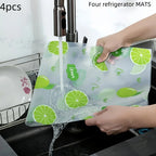 4PCS EVA Refrigerator Pad Waterproof Anti-oil Can Be Cut Washed Kitchen Placemat Drawer Shoe Cabinet Shelves Fridge Pad Home