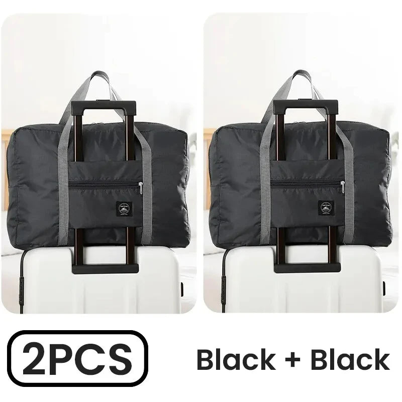 2 Pack Foldable Travel Duffel Bags for Carry-On & Weekender Travel