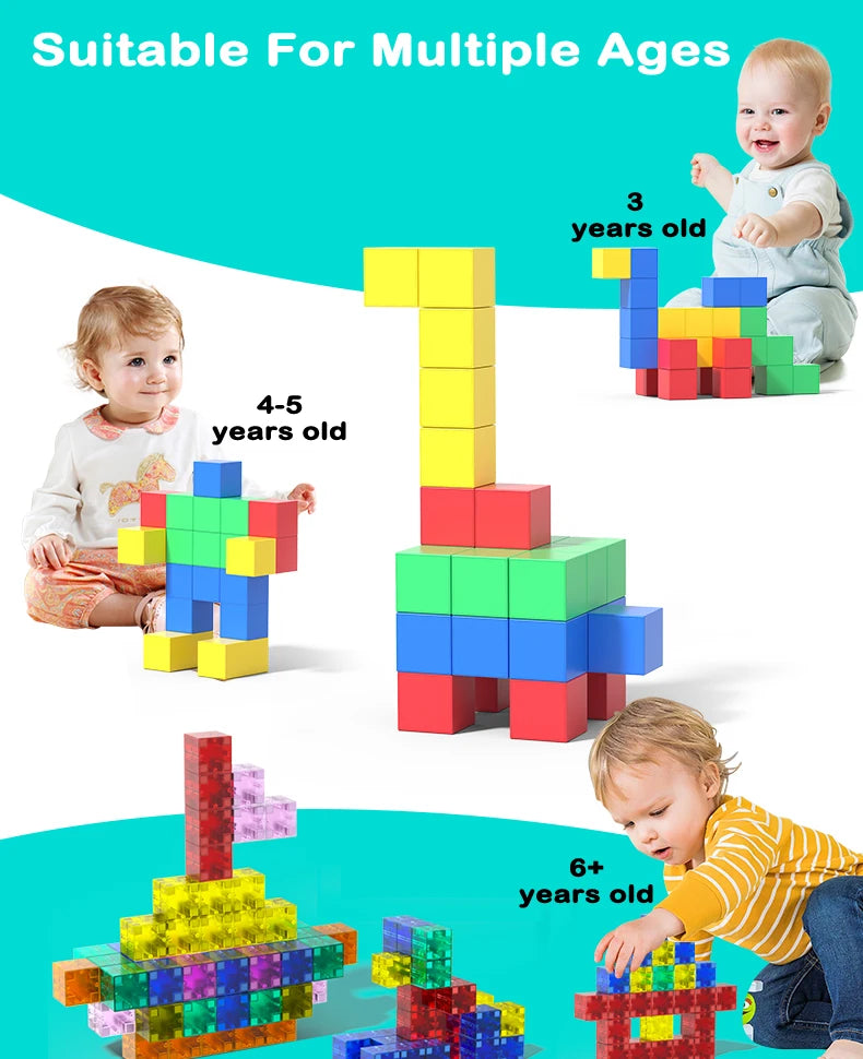 Magnetic Cubes Building Blocks STEM Learning Toy for Kids