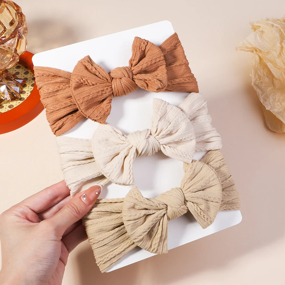 3PCS Cable Knit Elastic Baby Girl Headbands Set