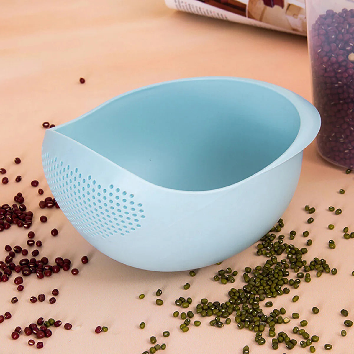 Multi-Purpose Rice Washing Bowl – Colander Drain Basket with Handle