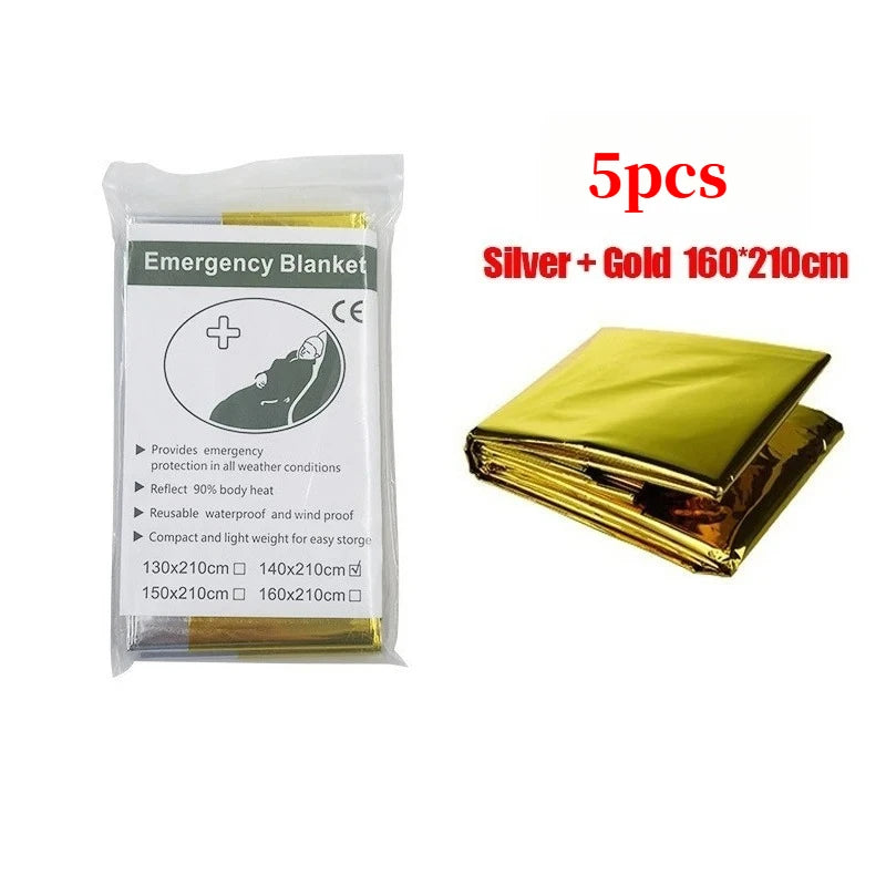 Emergency Thermal Survival Poncho Blanket for Camping & First Aid