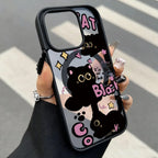Luxury Lanyard Magnetic Phone Case For iPhone 13 17 16 18 Pro Max 11 15 14 12 17pro Shockproof Acrylic Matte Cat Painted Cover