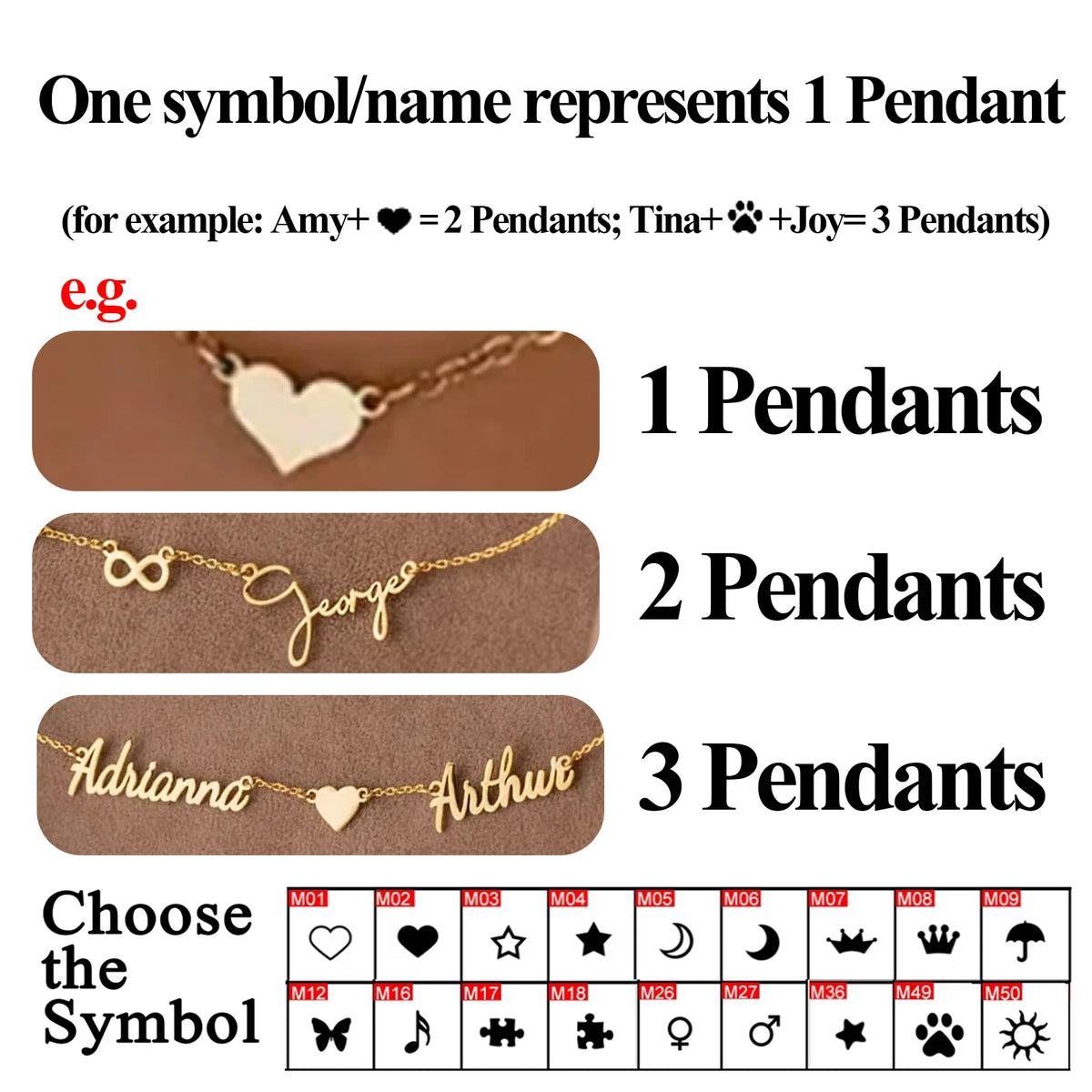 Lemegeton Customized Name Necklace Custom Multiple Name Pendant Stainless Steel Jewelry for Women Girl Personalized Family Gifts
