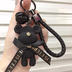 Cute Bear Key Chain Resin Bow Bell Rabbit Keychain Weaving Fashion Doll Bag Pendant Holiday Car Key Ring For Girls Gift