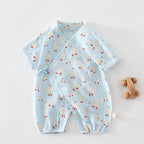 Babe Boy Girl Pure Cotton Muslin Breathable Bodysuit 0-18M Kid Summer Lightweight Cool Onesie Infant Casual Stylish Short Romper