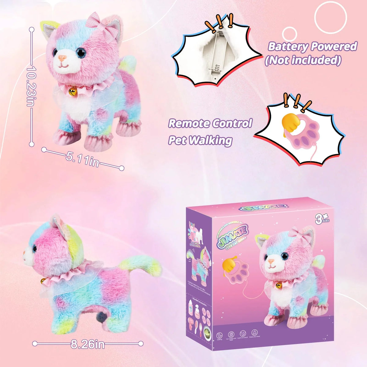 Interactive Walking Plush Cat with Remote Leash & Voice Control