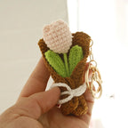 Crochet Flower Bouquet Keychain Handmade Floral Bag Charm