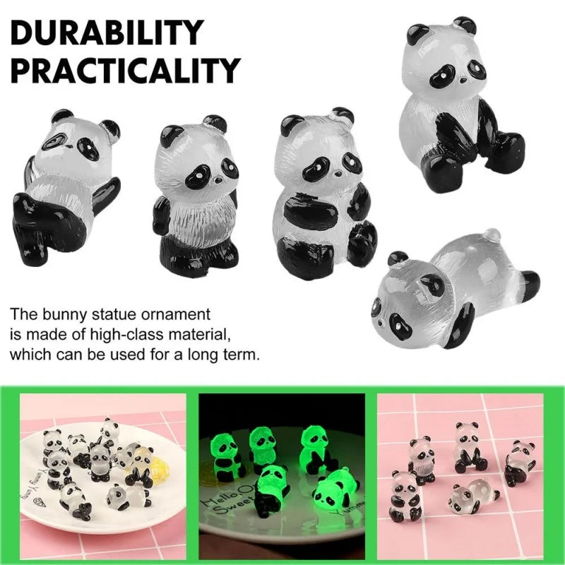 Mini Glowing in Dark Panda Toy DIY Handmade Resin Luminous  Home Ornaments Panda Decorate Micro Landscape Children's Gift