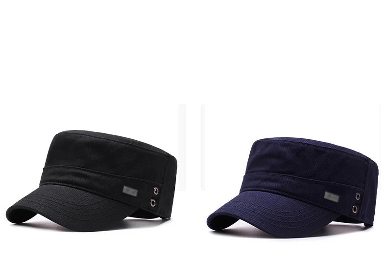 Four Seasons Flat Top Hat Men'S Simple Cotton Peaked Hat Fashion Baseball Cap Casual Cap, Commuter Sunshade Hat