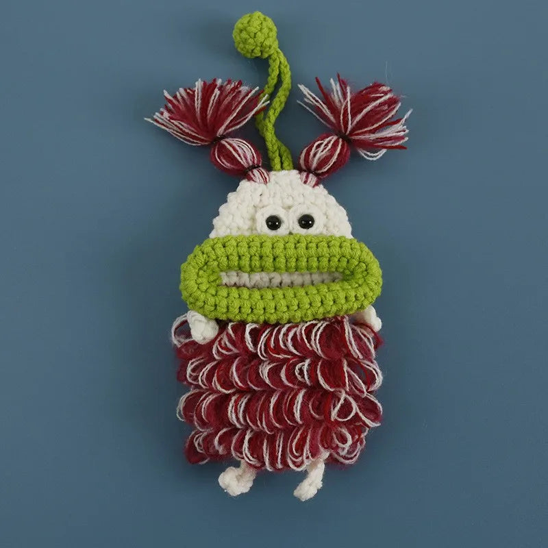 Funny Crochet Sausage Mouth Keychain Key Holder Pouch