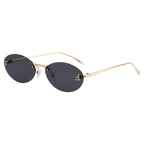 Oval Rimless UV400 Sunglasses Women Small Metal Frame Fashion Outdoor Shades
