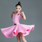 Children's Latin Dance Dress Girls' Dance Dress Girls' Long Sleeve Split Latin Dance Dress Performance Clothing Two Piece Set