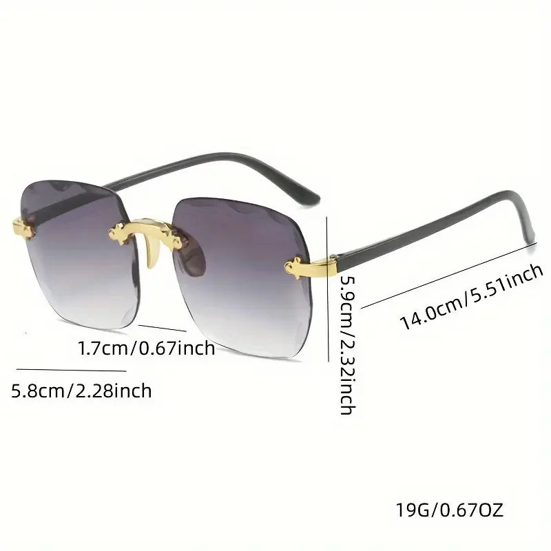 3PCS Rimless Square UV400 Sunglasses Set for Men & Women