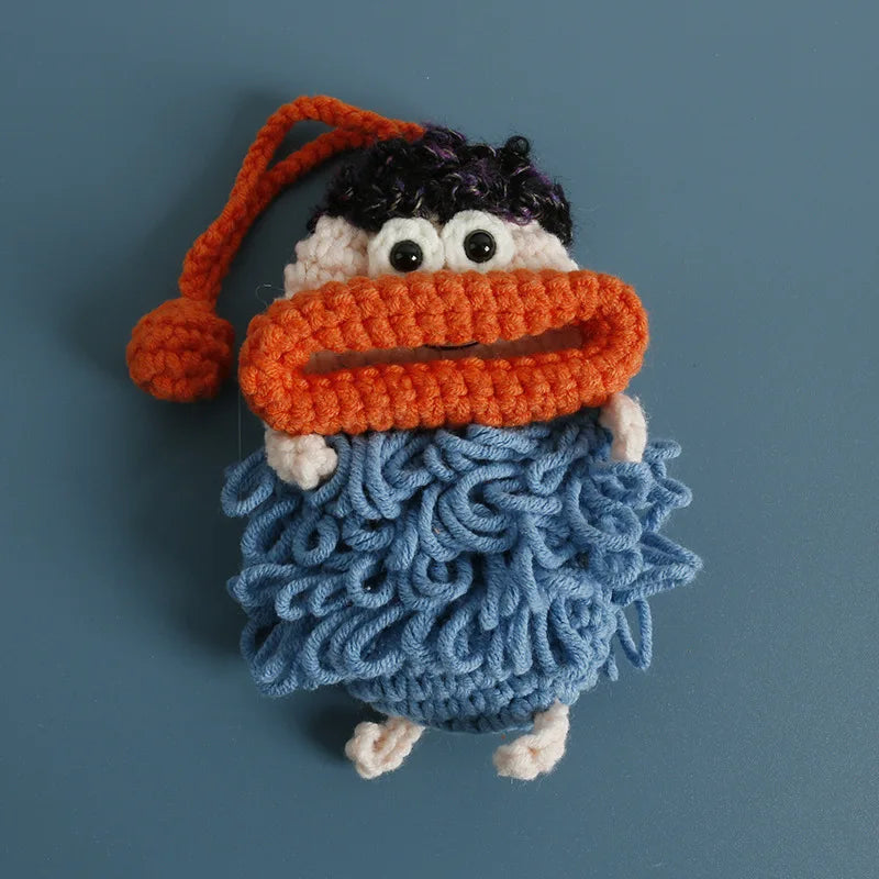 Funny Fruit Sausage Mouth Crochet Keychain Key Holder