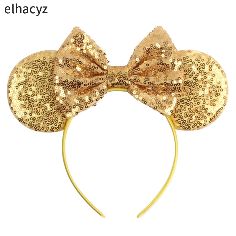 Embroidered Sequin Ears Bow Headband for Women & Girls