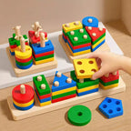Montessori Wooden Color & Shape Matching Building Blocks