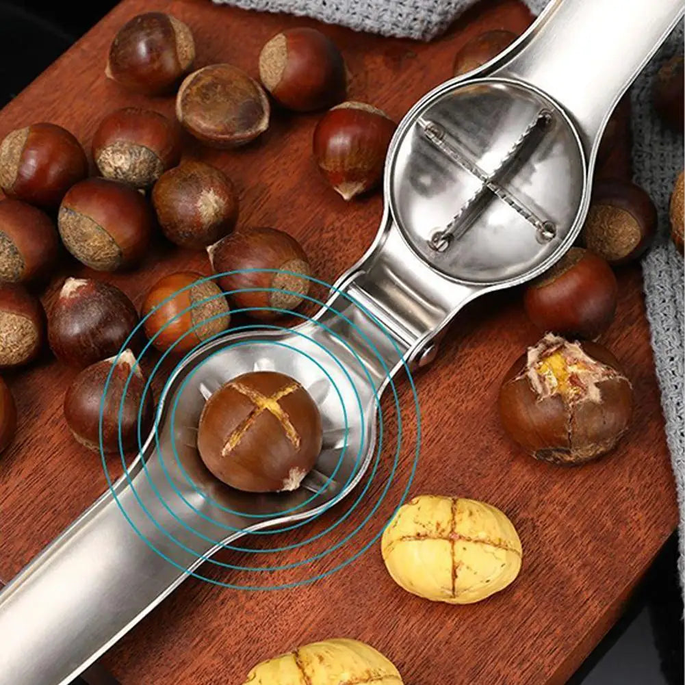 Stainless Steel Quick Chestnut Opener 2 in 1 Nut Cracker Tool