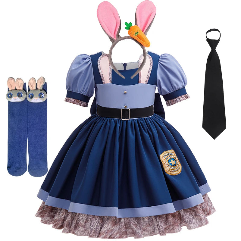 Girls Judy Hopps Bunny Police Costume Dress – Zootopia Outfit