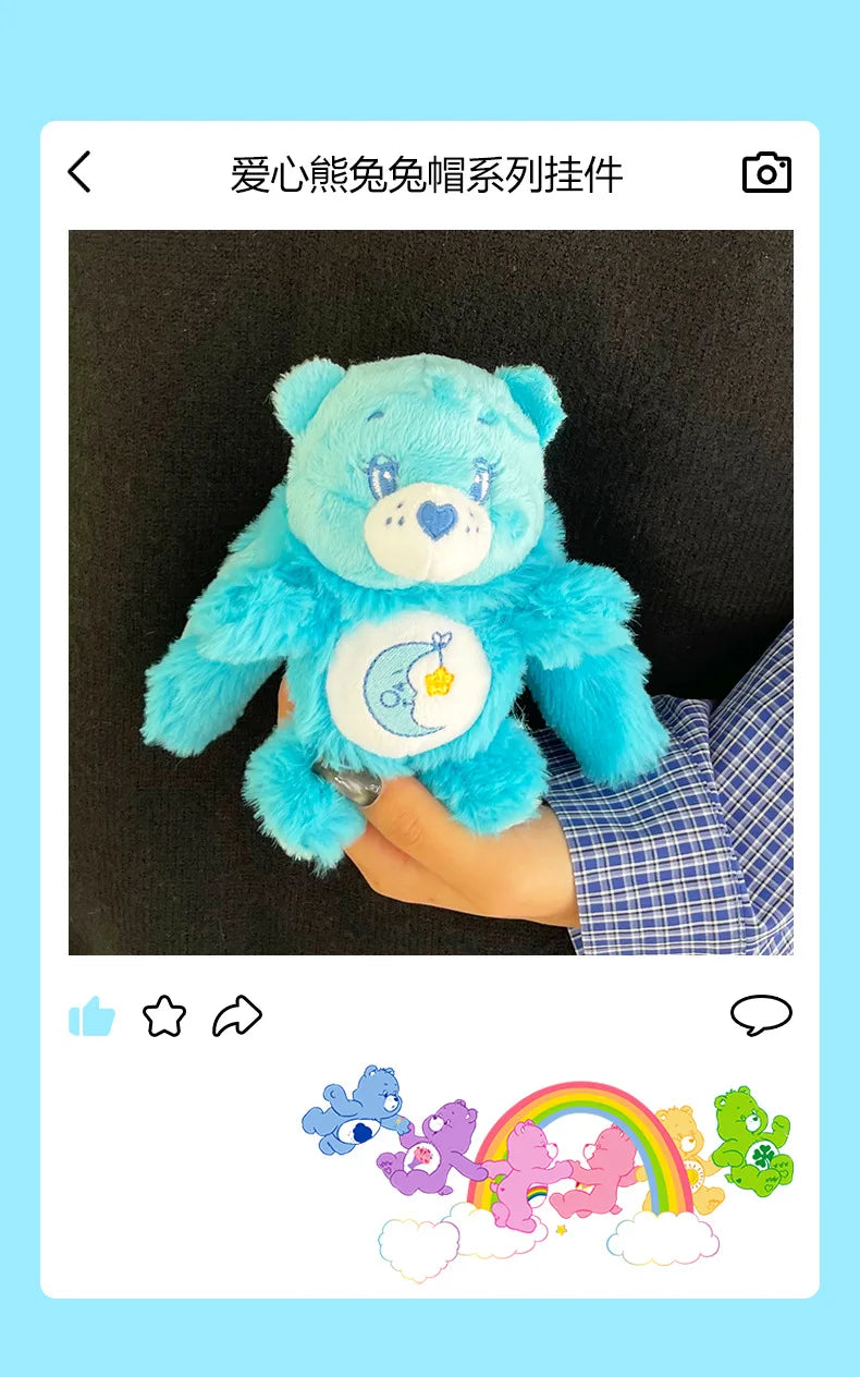 Care Bears Rabbit Hat Plush Keychain Rainbow Bear Bag Charm Gift