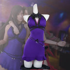 Game Tifa Lockhart Cosplay Costume Purple Sexy Tights Swimwear Bathing Suit Role Play Outfit for Women Girls Theme Party