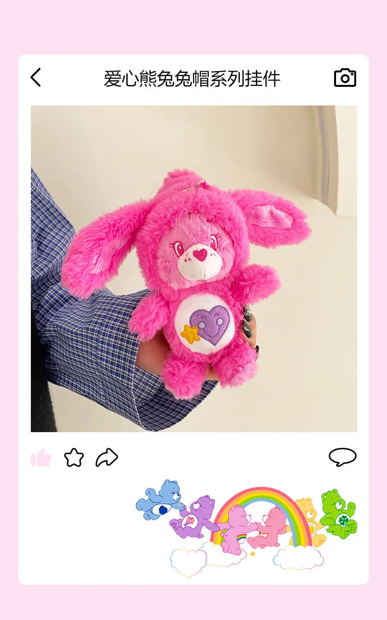 Care Bears Rabbit Hat Plush Keychain Rainbow Bear Bag Charm Gift