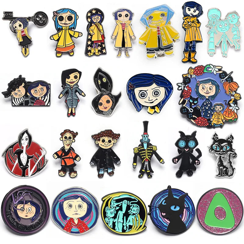 Horror Animated Films Doll Enamel Pins Cartoon Character Role Brooch Lapel Badge Punk Halloween Jewelry Gift for Friend