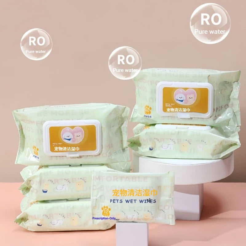 3 Packs, 80 Pet Wipes Per Pack, Pet Wipes for Cats and Dogs, Specially Designed for Wiping Tear Stains and Cleaning Body Parts, No-Rinse Deodorizing Cleaning Wet Wipes