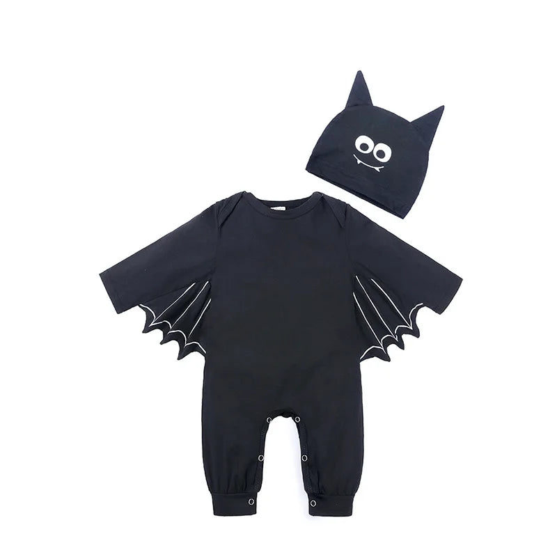 Baby's First Halloween Costume Black Bat Romper Jumpsuit Infant Boys Girls Purim Party Carnival Fancy Dress Cosplay Long Short
