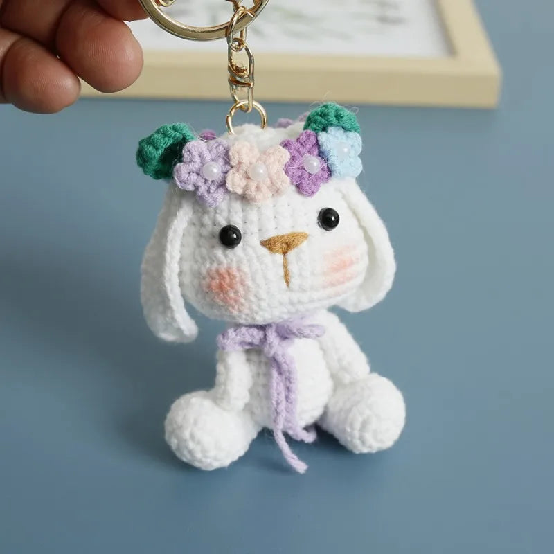 Cute Rabbit Crochet Keychain Handmade Bunny Bag Charm