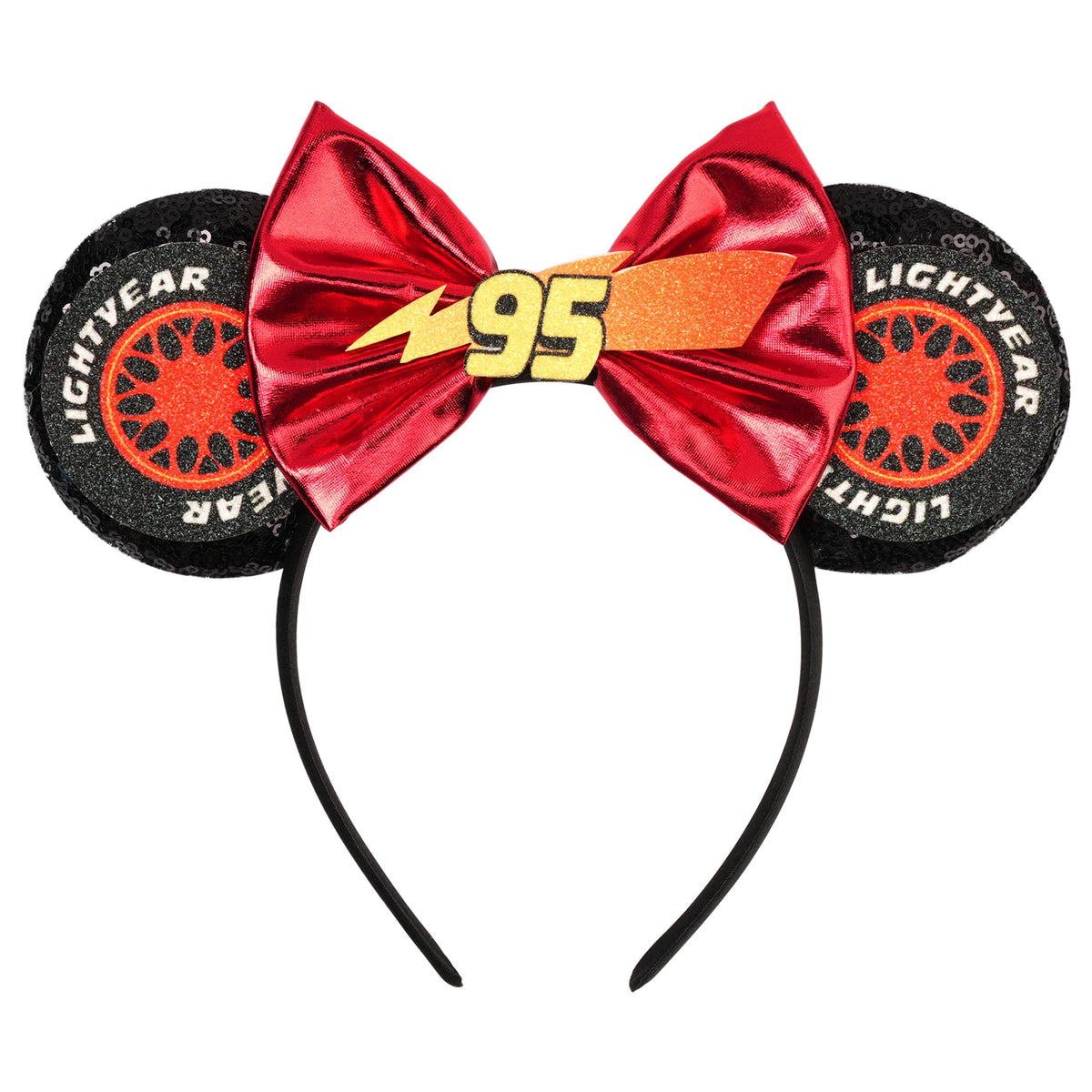 Disney Anime Cars Ears Headbands Women Sequins Bow Hairband Girls Pixar 95 Lightning McQueen Hair Accessories Kids Headwear Gift