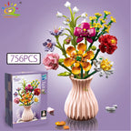 HUIQIBAO MOC Flower Model Building Blocks 3D Bouquet Plants Sunflower Rose Bricks Kits Children DIY Educational Toys Home Decor
