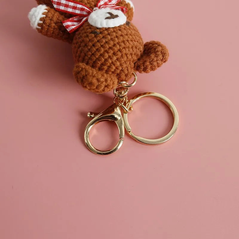 Cute Bear Couple Crochet Keychain Matching Animal Charm
