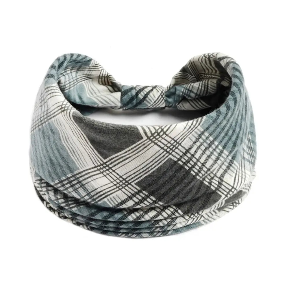 Boho Print Wide Knot Elastic Headband for Women