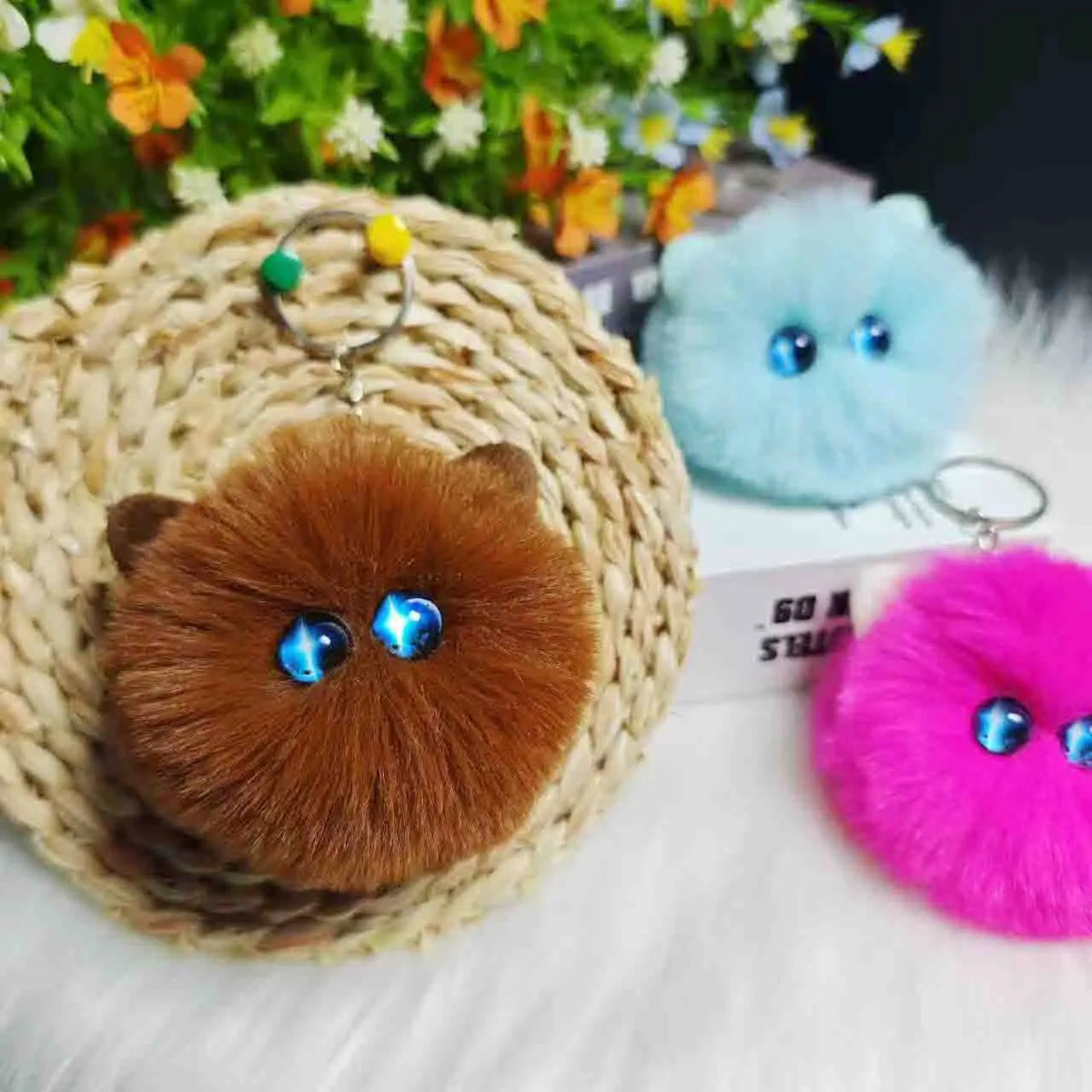 Blush Cat Ball Plush Keychain Cute Cat Bag Charm