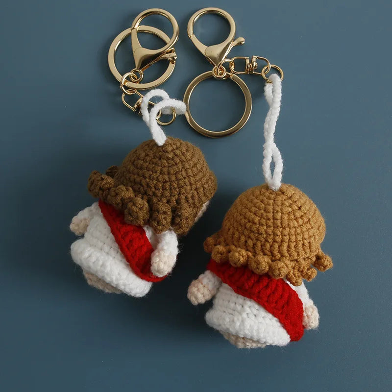 Cute Jesus Crochet Keychain Handmade Faith Bag Charm
