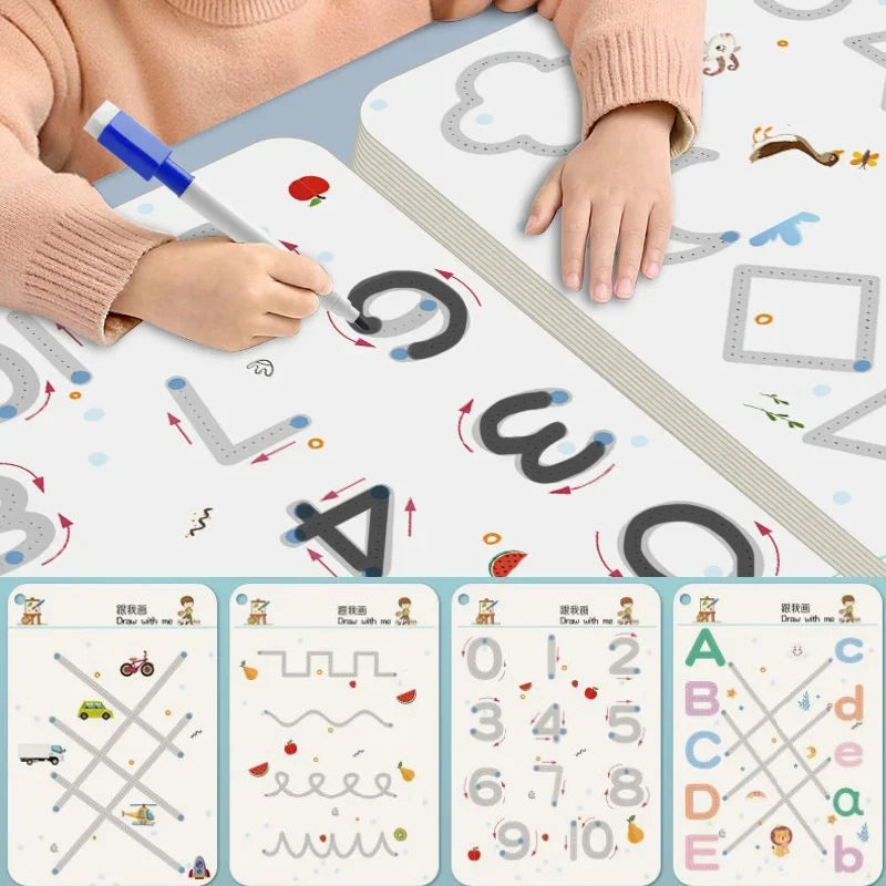 Montessori Reusable Tracing Workbook for Kids Handwriting Practice