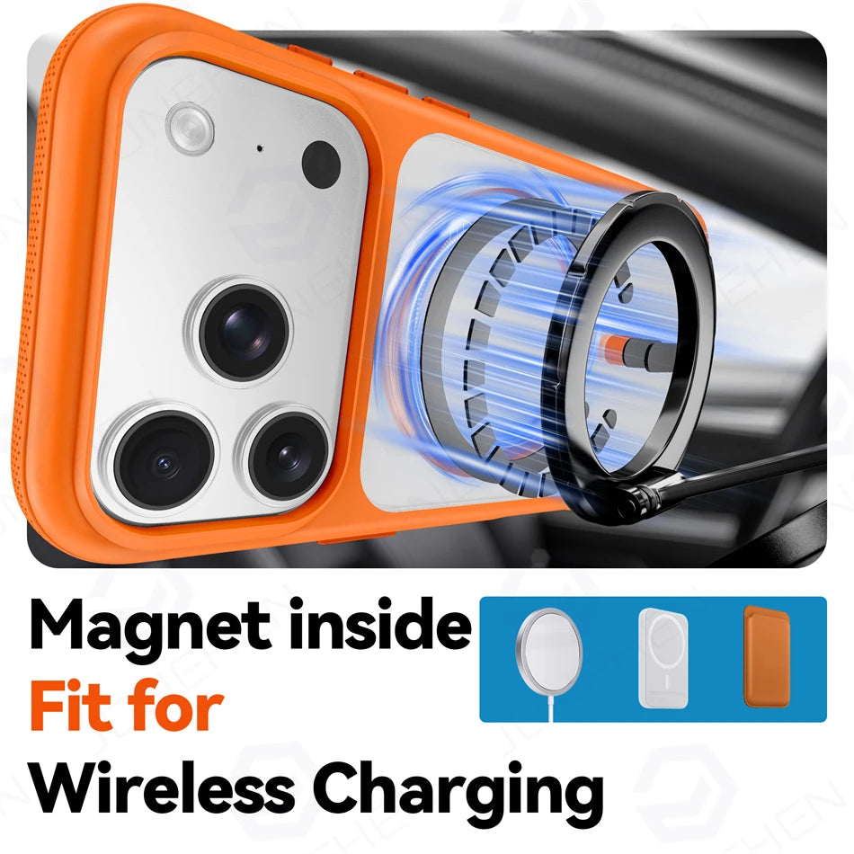 Magnetic Frosted For Magsafe Shockproof Case For iPhone 18 17 16 Pro 15 14 13 Max Translucent Wireless Charge Anti-fall Cover