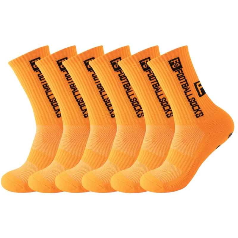 6Pairs/Lot FS Football Socks New Style Round Silicone Suction Cup Grip Anti Slip Soccer Socks Sports Men Baseball Rugby Socks