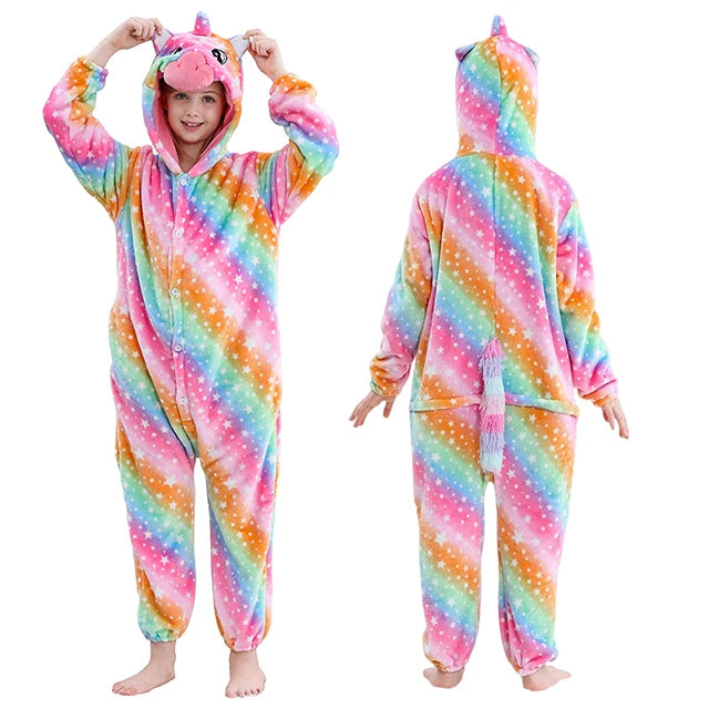 MICHLEY Carnaval Capybara Flannel Blanket Sleepers Onesie Hooded Children Costume Clothes Jumpsuit Sleepwear For Boys Girls