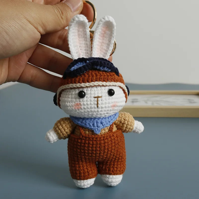 Cute Mushroom Rabbit Crochet Keychain Bunny Bag Charm