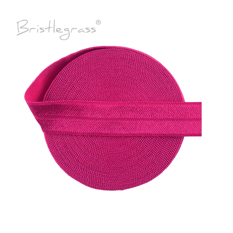 BRISTLEGRASS 2 5 10 Yard 5/8" 15mm Solid FOE Shiny Fold Over Elastic Spandex Satin Band Hair Tie Headband Dress Sewing Lace Trim