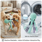 Squeaky Octopus Dog Toy, Pineapple Plush Chew Toy with Squeaker&CrinkleTentacles,InteractiveDentalPuppyToy for Small Medium Dogs