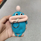 Handmade Crochet Sausage Keychain Earphone Pouch Key Holder For Women