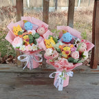 Anime Winnie the Pooh Pig Elephant Handmade Flower Bouquet Plush Doll Wedding Graduation Valentine Christmas Birthday Gifts