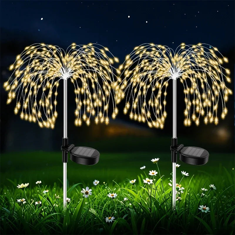 200LED Solar Power Pathway Lights Firework Decor Street Lawn Solar Lights for Outdoor Garden Yard