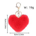 Heart Plush Pompom Keychain Leopard Print Bag Charm
