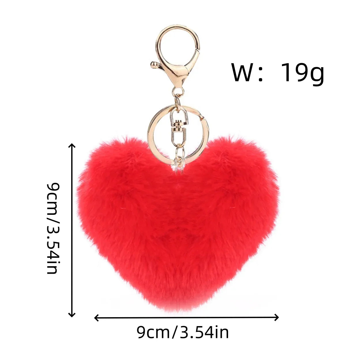 Heart Plush Pompom Keychain Leopard Print Bag Charm