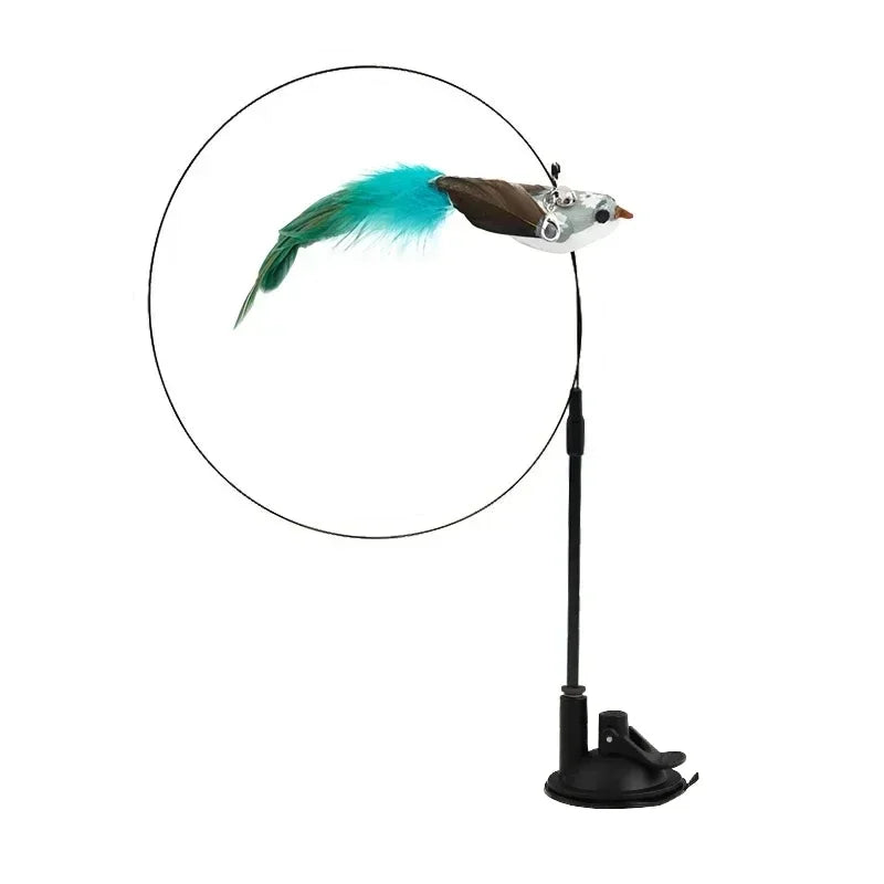 Peacock Bird Cat Teaser Wand for Interactive Hunting and Play